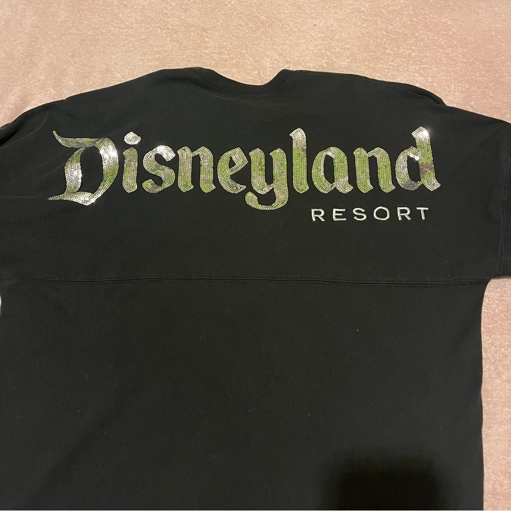 Disney Parks Disneyland Black Spirit Jersey with silver sequins letters XL